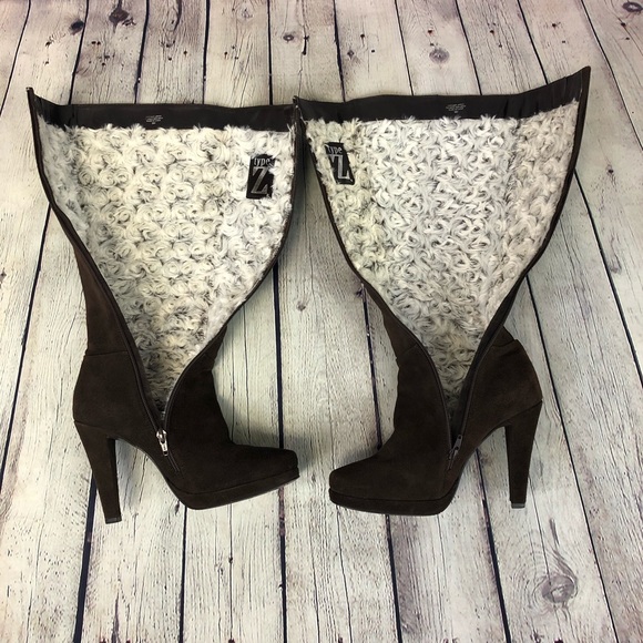 Type Z Chocolate Brown Suede Heeled Boots - Picture 3 of 8